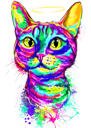 Portrait commémoratif à l'aquarelle pour la perte d'un animal de compagnie avec halo