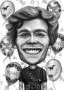 Birthday 25 Caricature Gift in Black and White Style from Photo
