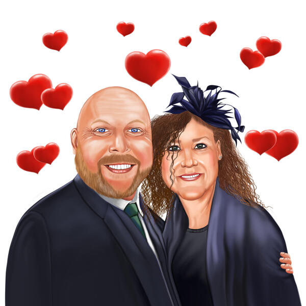 Love Couple Memorial Portrait in Color Style from Photos