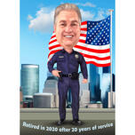 Cadou desen animat ofițer de poliție de pensionare