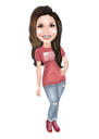 Full Body Person Cartoon Portrait in Colored Style from Photo