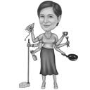 Mother Profession Cartoon Drawing from Photo