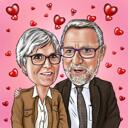 Caricatura di una coppia di genitori da foto con sfondo