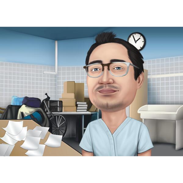 Accountant Cartoon Portrait in Color Style with Custom Background from Photo