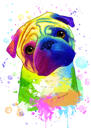 Maza suņa karikatūras portrets no fotoattēliem spilgti akvareļu stilā