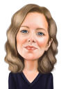 Woman Cartoon Portrait in Color Style Hand Drawn from Photo