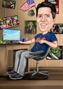 Caricatura personalizada de fotos: persona con computadora portátil