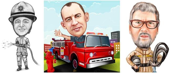 Karikatur eines Feuerwehrmanns