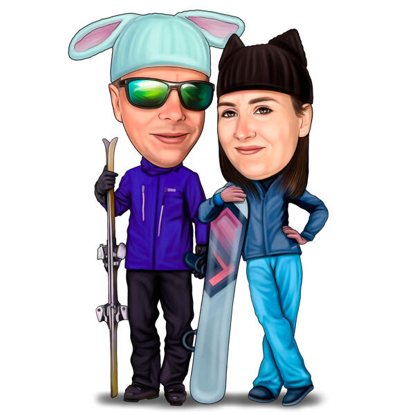 Dibujo personalizado de pareja de esquí