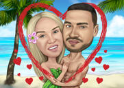 Caricatura de casal de praia a partir de fotos