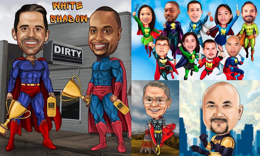Caricatures de super-héros