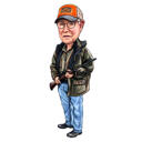 Full Body Hunter Caricature on White Background