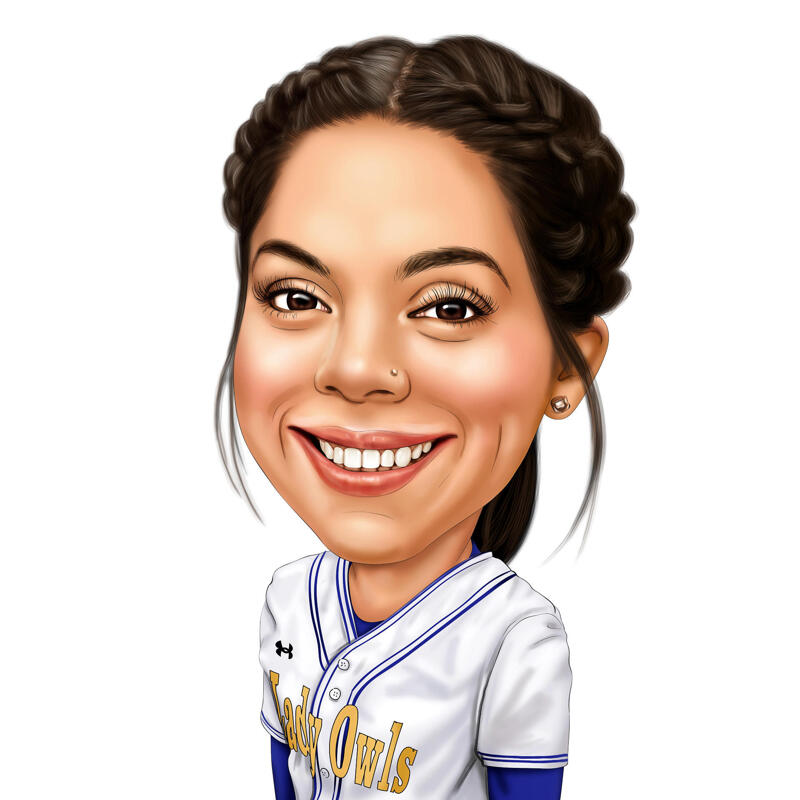 Lady Cheerleading Funny Exaggerated Cartoon Portrait in Color Digital Style  from Photos