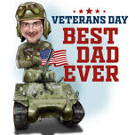 Veterans Day Gift for Dad - Tank Caricature