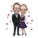 Valentine's Day Couple Caricature in Pencil Style