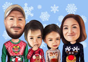 Aangepaste familiekarikatuur van foto's in digitale stijl
