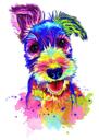 Watercolor Rainbow Style Wire Fox Terrier Portrait from Photos