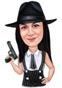Gangster Woman koomiksite joonistamise kingitus värvilises stiilis fotodest