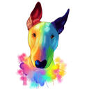Portret personalizat de acuarelă Bull Terrier din fotografii