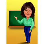 Caricature du corps entier d'un professeur de mathématiques