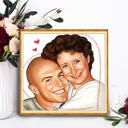Lovely Couple Caricature Portrait in Color Style on Poster Print Gift