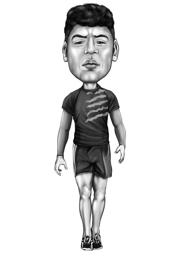 Full Body Cartoon from Photos in Black and White Style