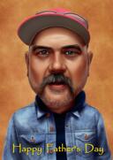 Father+with+Kids+Caricature+in+Colored+Style
