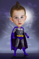 Superhero+Kid+Caricature+in+Full+Body+Monochrome+Style+Custom+Drawn+from+Photos