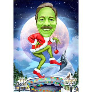 Funny Grinch Caricature from Photo for Christmas Card