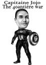 Caricatura di supereroe in bianco e nero