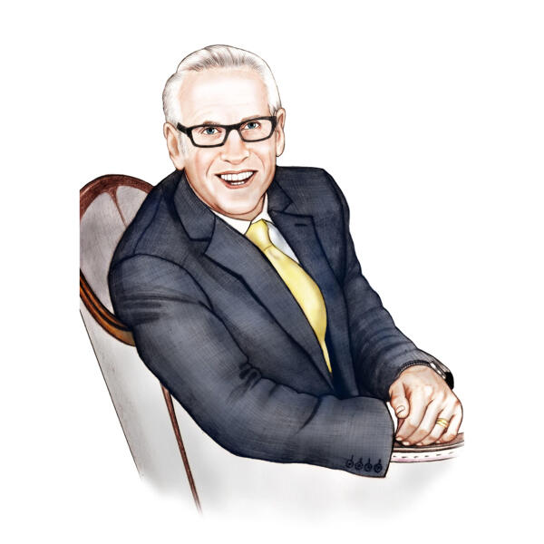 Portrét doktora psychiatra v barevném stylu na zakázku, ručně kreslený z fotografie