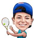 Head and Shoulders Tennis Player Caricature