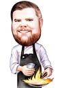 Chef caricatural drôle avec moustache