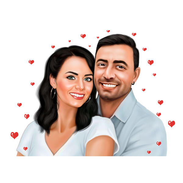 Couple Portrait with Hearts