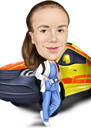 Ambulance Worker Caricature in Colored Style