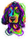 Karikatura plemene psa anglického kokršpaněla v duhovém akvarelu z fotografie