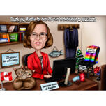 Cadeau de retraite pour enseignant : caricature de bureau