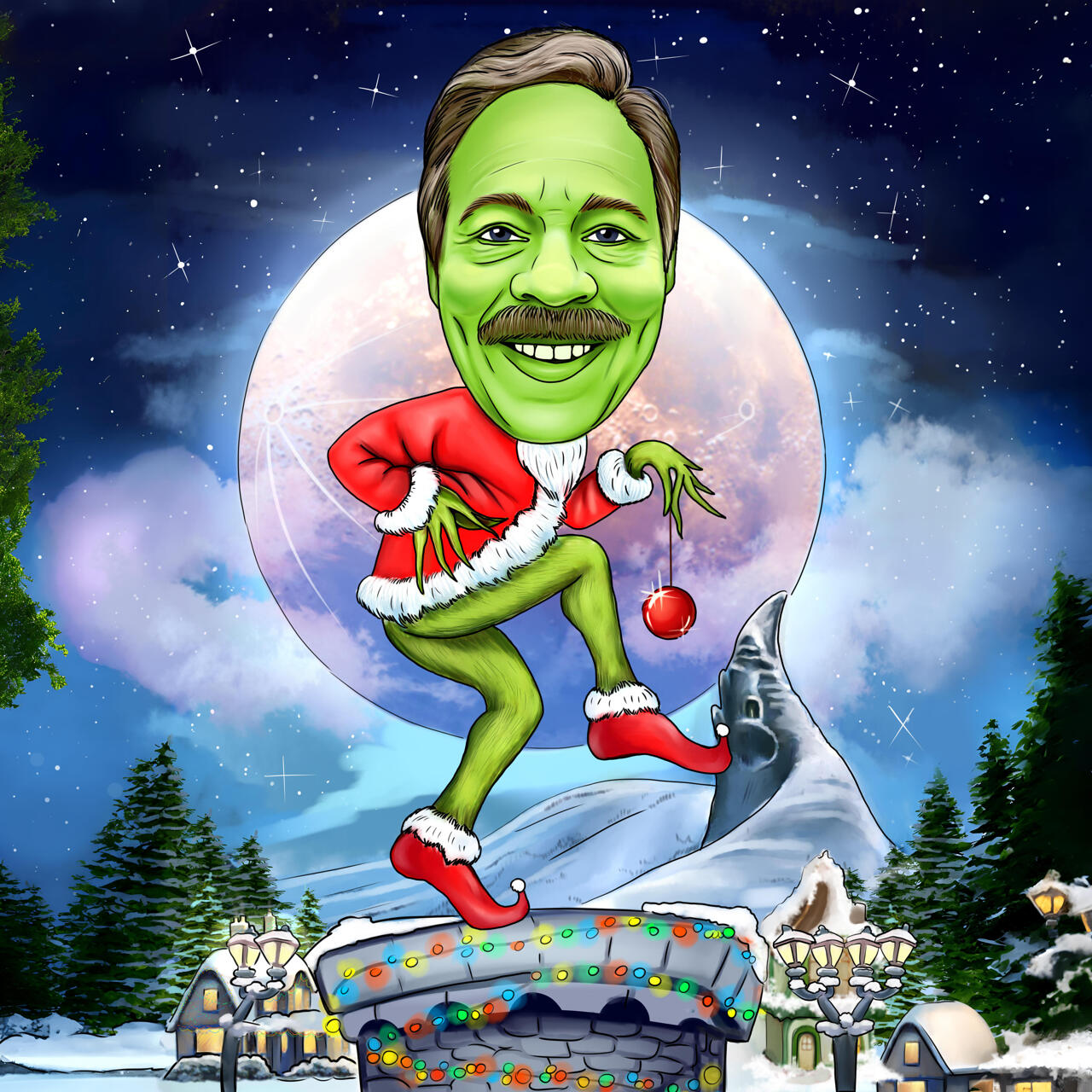 Divertente caricatura del Grinch Regalo di Natale personalizzato