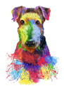 Caricature aquarelle de Fox Terrier commémoratif personnalisable à partir de photos avec Halo