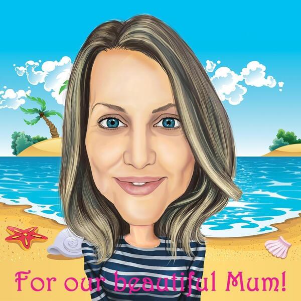 Mum on Vacation Caricature