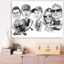 Family with Dog Cartoon from Photos Printed on Poster