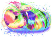 الرأس والكتفين خنزير غينيا صورة بأسلوب الألوان المائية من الصورة