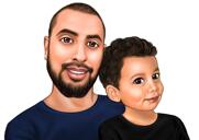 Far och barnporträtt i färgad stil från foto