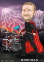 Person mit trommelfarbener Karikatur für Schlagzeugergeschenk