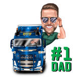 Cadou caricatură pentru tată: Desen animat de Ziua Tatălui cu camion