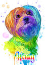 Yorkie-Porträt-Cartoon im Aquarell-Regenbogen-Stil von Fotos