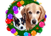 Christmas Dog Wreath Caricature