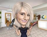 Hairdressing Stylist Caricature from Photos in Beauty Salon