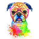 Akvarell mops porträtt regnbåge stil