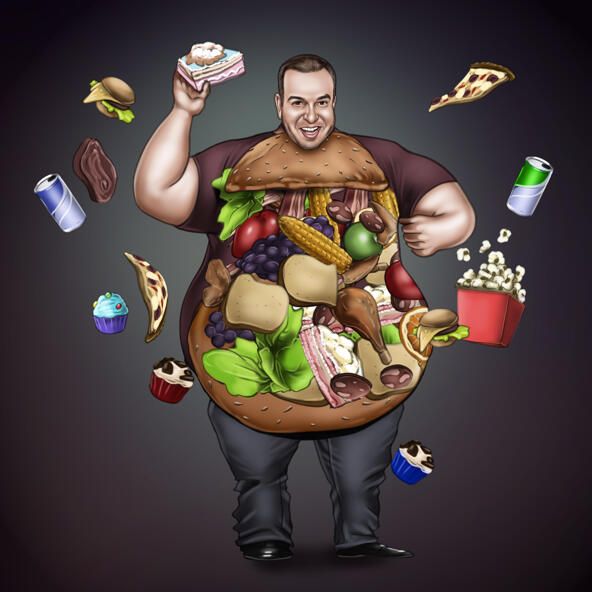 Food Lover Caricature